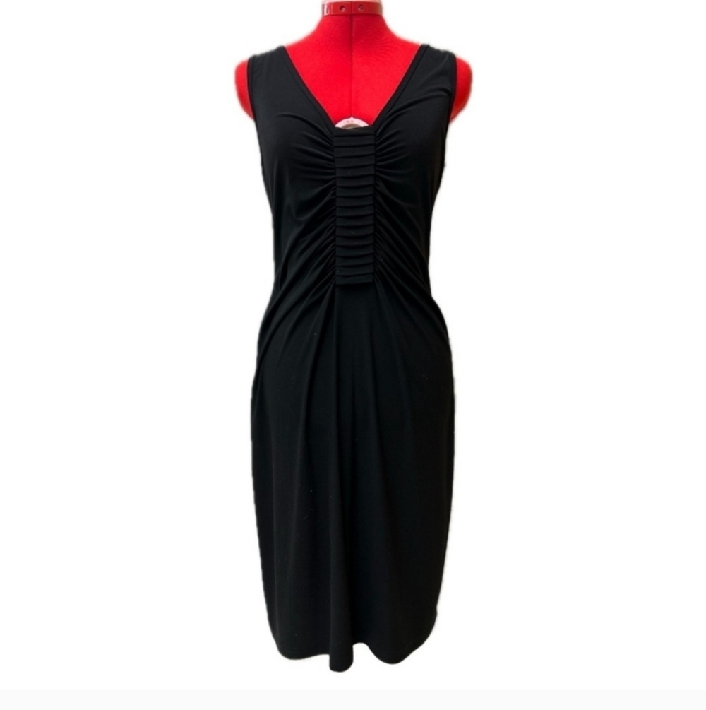 Joseph Ribkoff S12 Ruched Front Beautiful Simole Black Dress